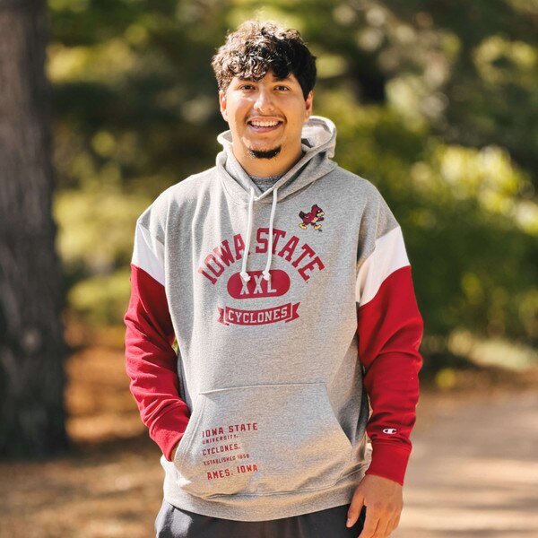 Champion® Iowa State Walking Cy Gray Colorblock Hoodie